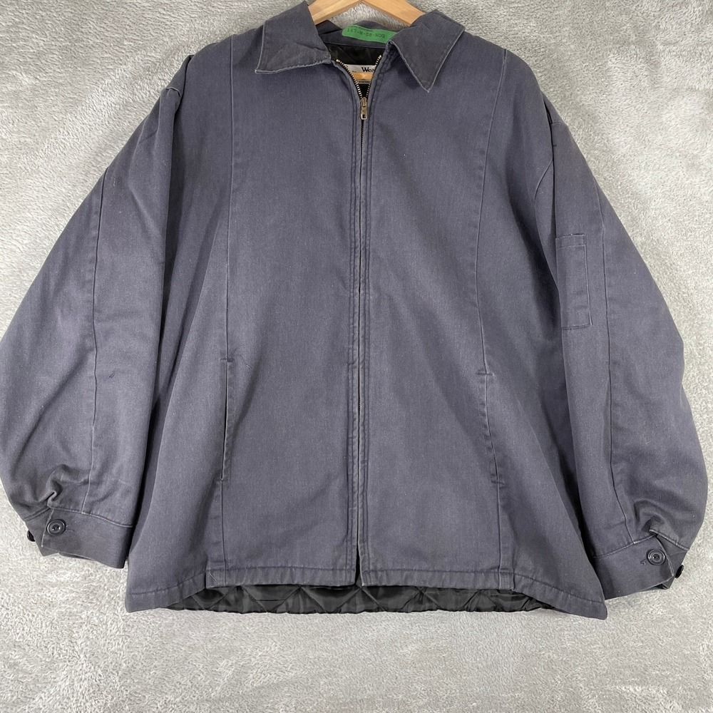 WearGuard Work Jacket Mens Large Charcoal Gray Quilted Lining Full Zip Canvas